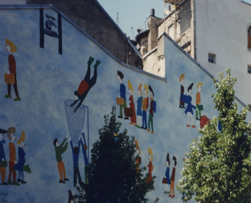 Peinture murale "La foule" Lauréate du concours des Murs Peints de la Ville de Paris Gaëlle Pelachaud
