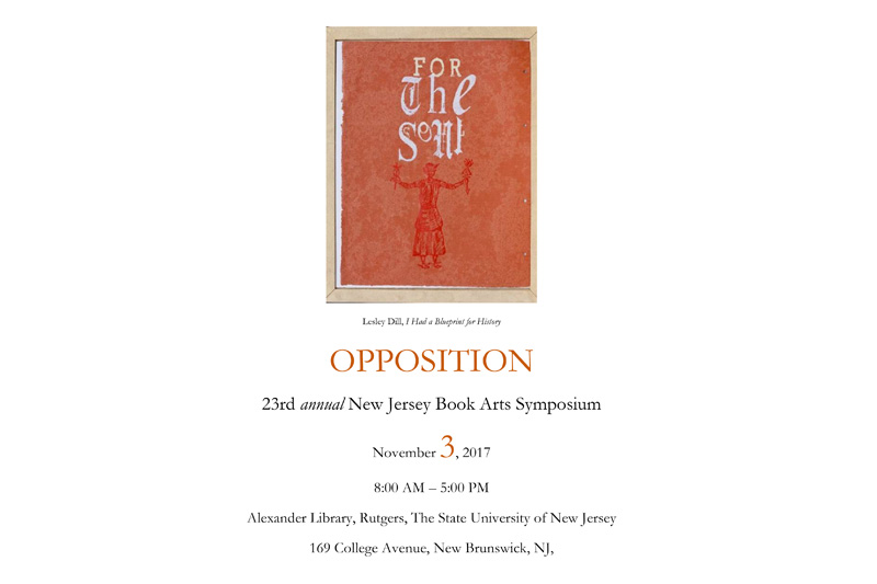 Opposition New Jersey Book Arts Symposium, novembre 2017