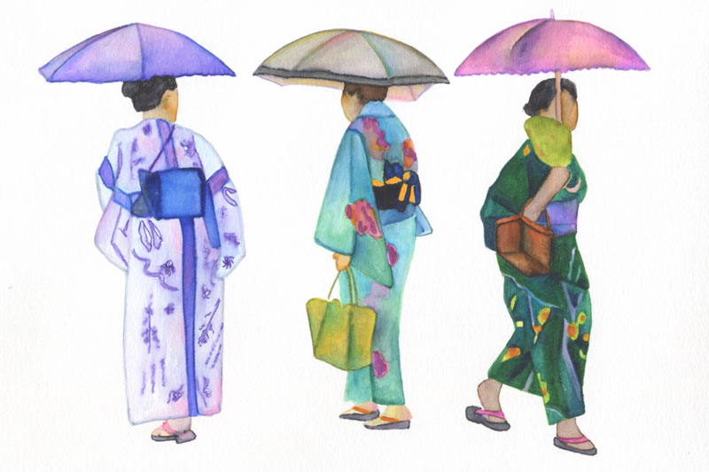 Fête à Fukuoka, Japon Aquarelle Gaëlle Pelachaud