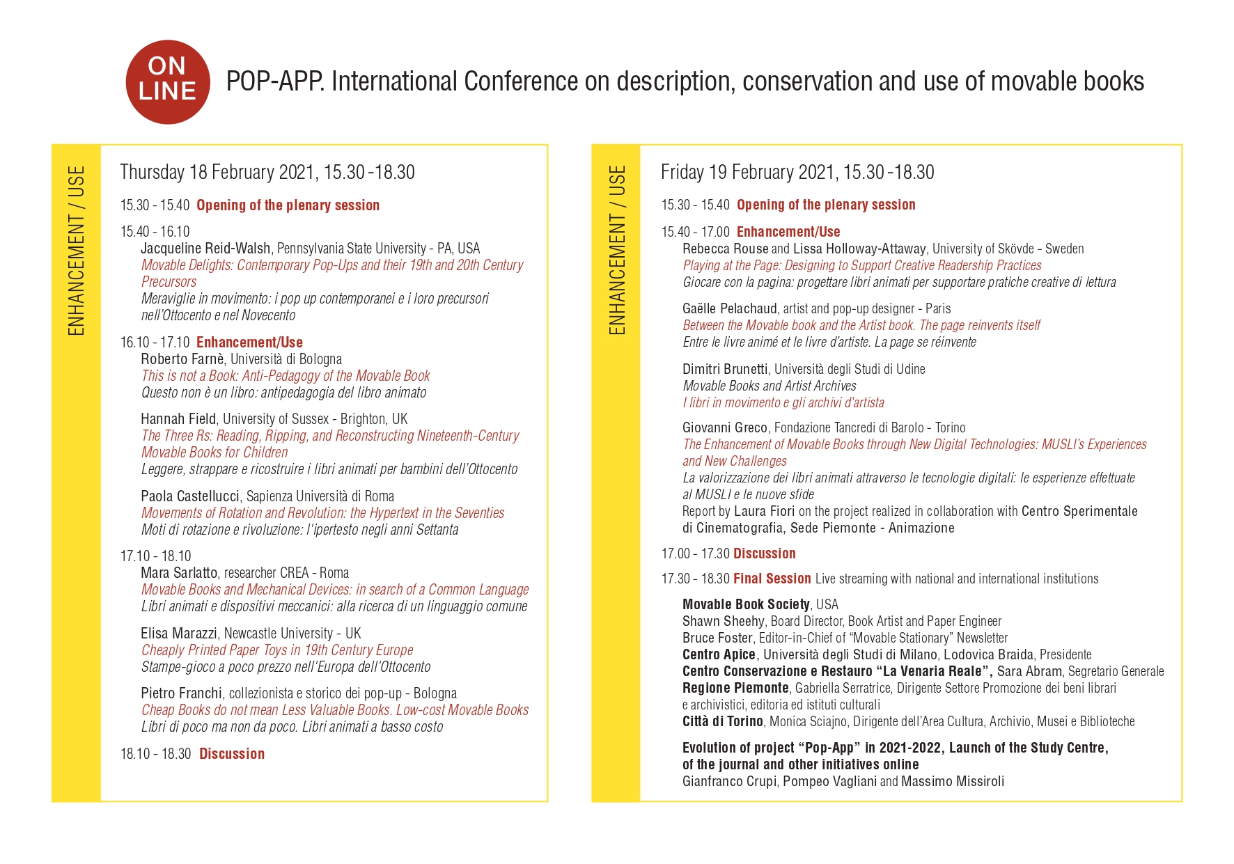 POP-APP. International Conference on description, conservation and use of movable books