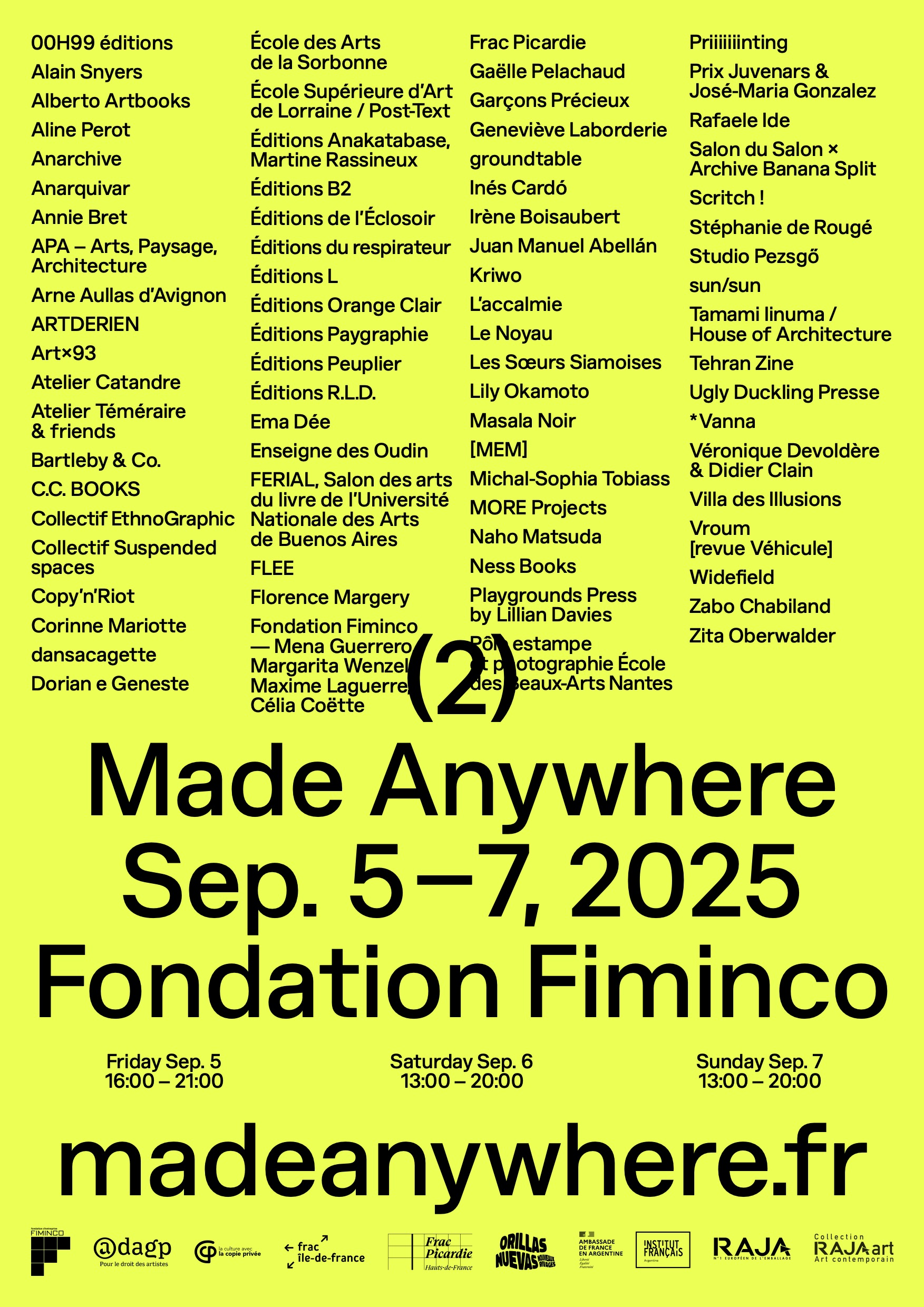 MadeAnywhere Sep 5-7, 2025 Fondation Fiminco
